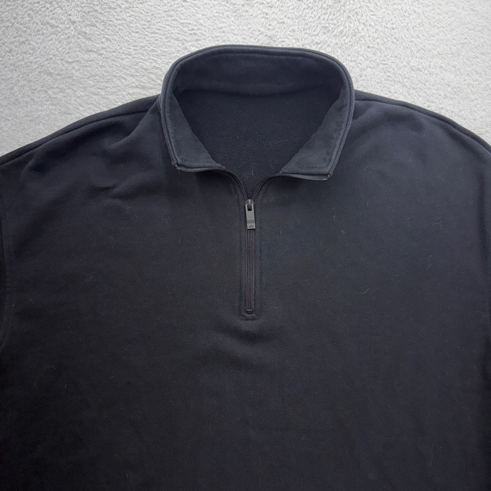 Alo Yoga Mens Black Quarter Zip Fleece Pullover Mock Neck Sweatshirt XL - Picture 3 of 8